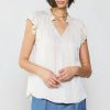 CURRENT AIR Margot Pleated Sleeve Blouse Sleeveless Tops