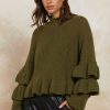 CURRENT AIR Ruffled Mock Neck Sweater Coats & Jackets