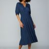 CURRENT AIR Pleated Skirt Jacquard Midi Dress Midi Dresses