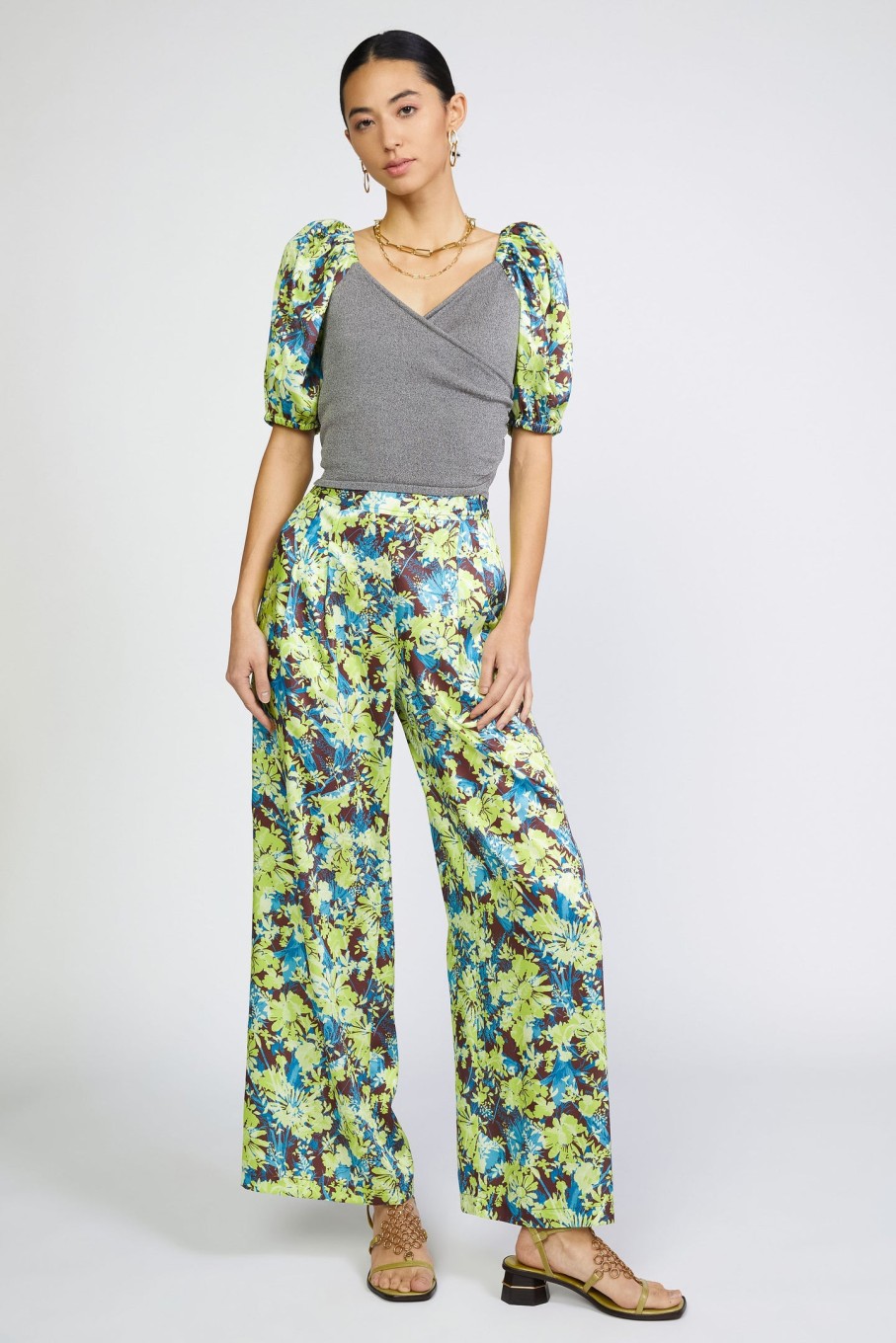 CURRENT AIR Contrast Sleeve Sweetheart Top Short Sleeve Tops