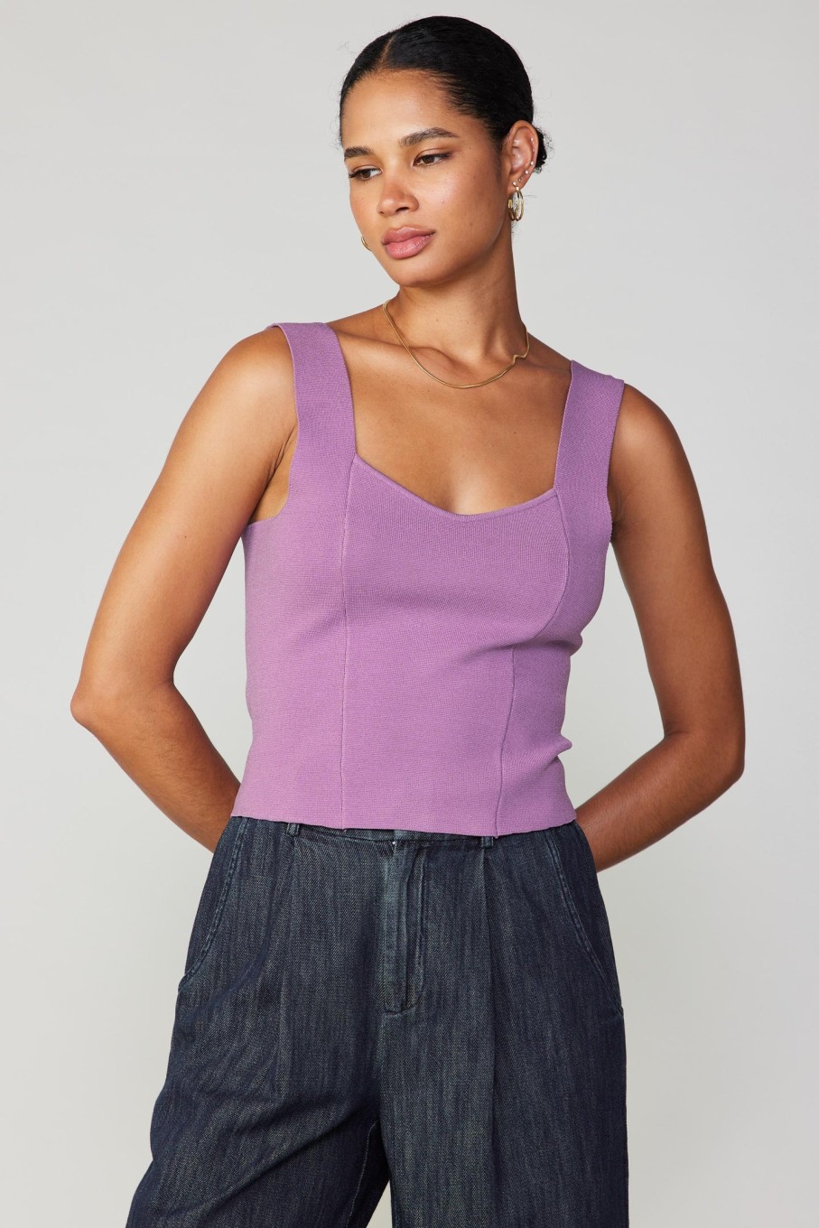 CURRENT AIR Sweetheart Knit Tank Top Blouses