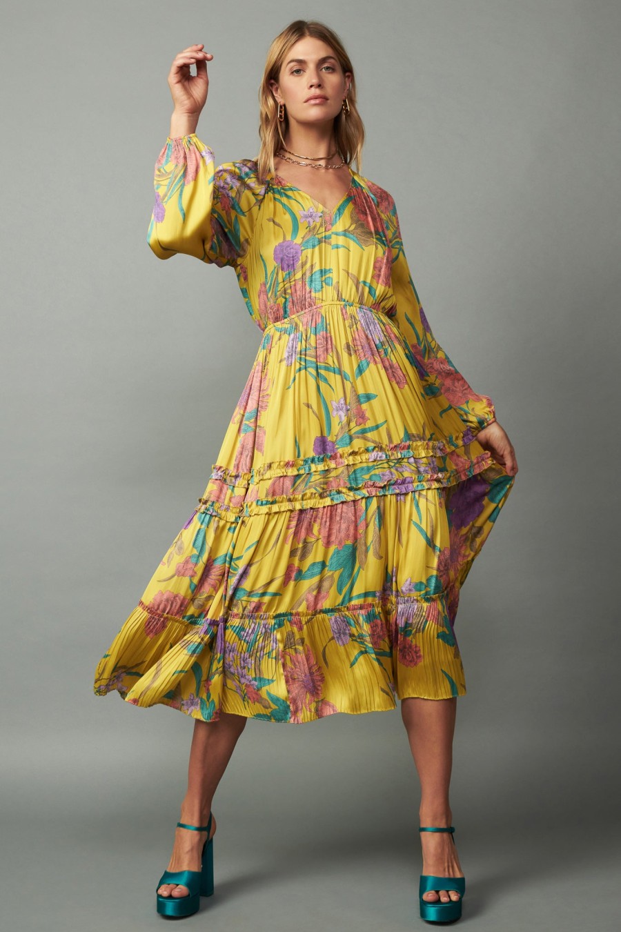 CURRENT AIR Marigold Floral Maxi Dress Maxi Dresses