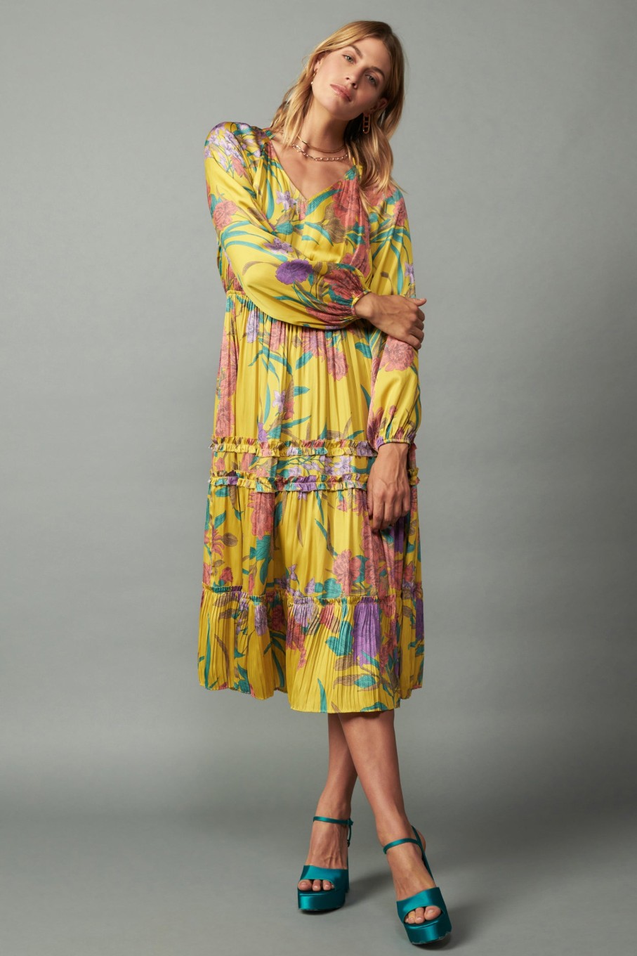 CURRENT AIR Marigold Floral Maxi Dress Maxi Dresses