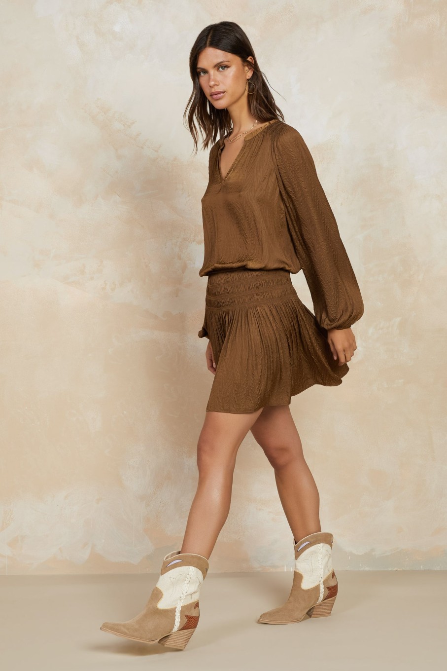 CURRENT AIR Crinkle Texture Smocked Mini Dress Mini Dresses