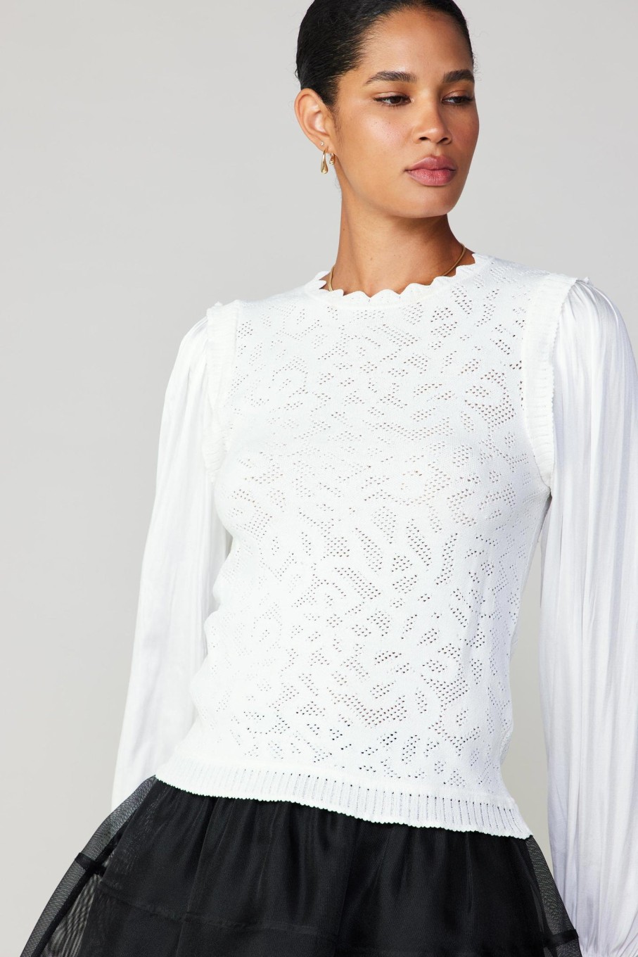 CURRENT AIR Textural Knit Sweater Top Knitwear
