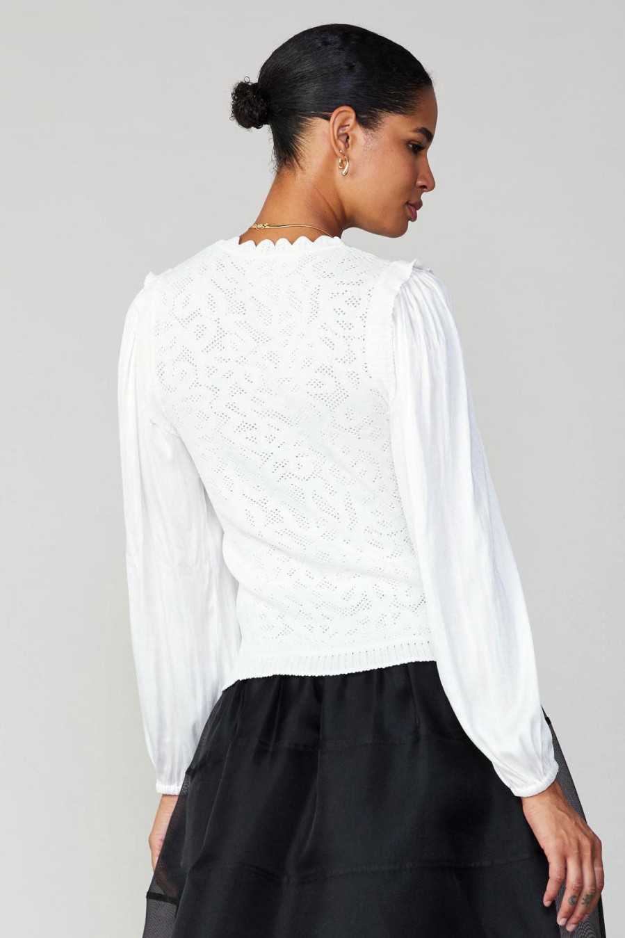 CURRENT AIR Textural Knit Sweater Top Knitwear