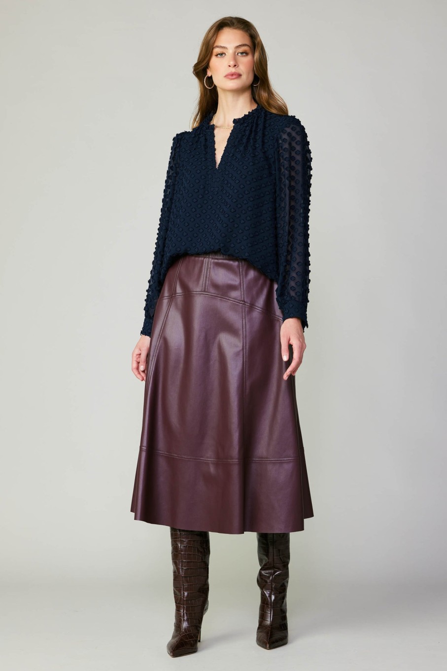 CURRENT AIR Vegan Leather Midi Skirt Skirts