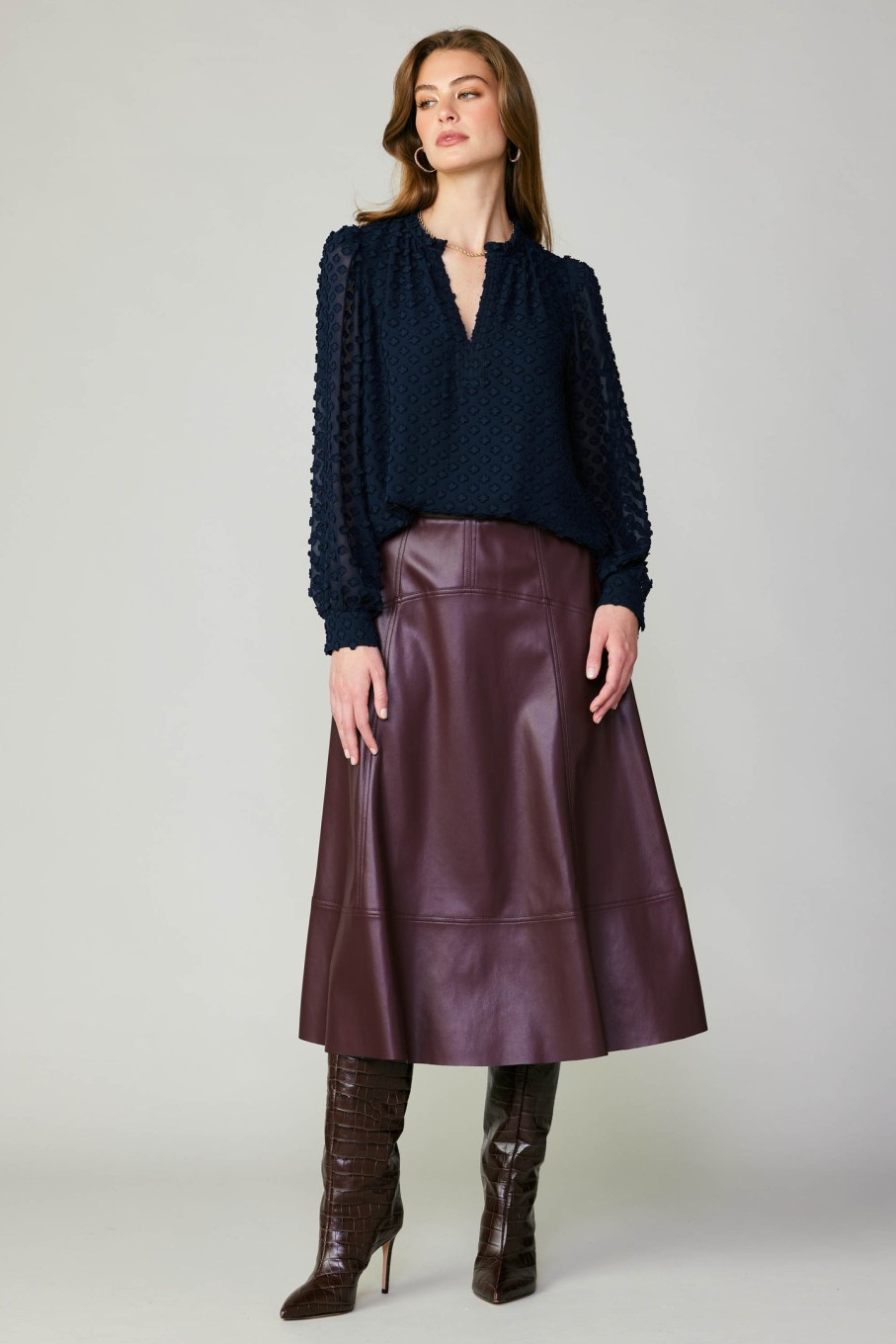 CURRENT AIR Vegan Leather Midi Skirt Skirts