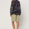 CURRENT AIR Navy Floral Long Sleeve Top Blouses