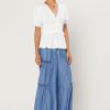 CURRENT AIR Delilah Pleated Top Short Sleeve Tops