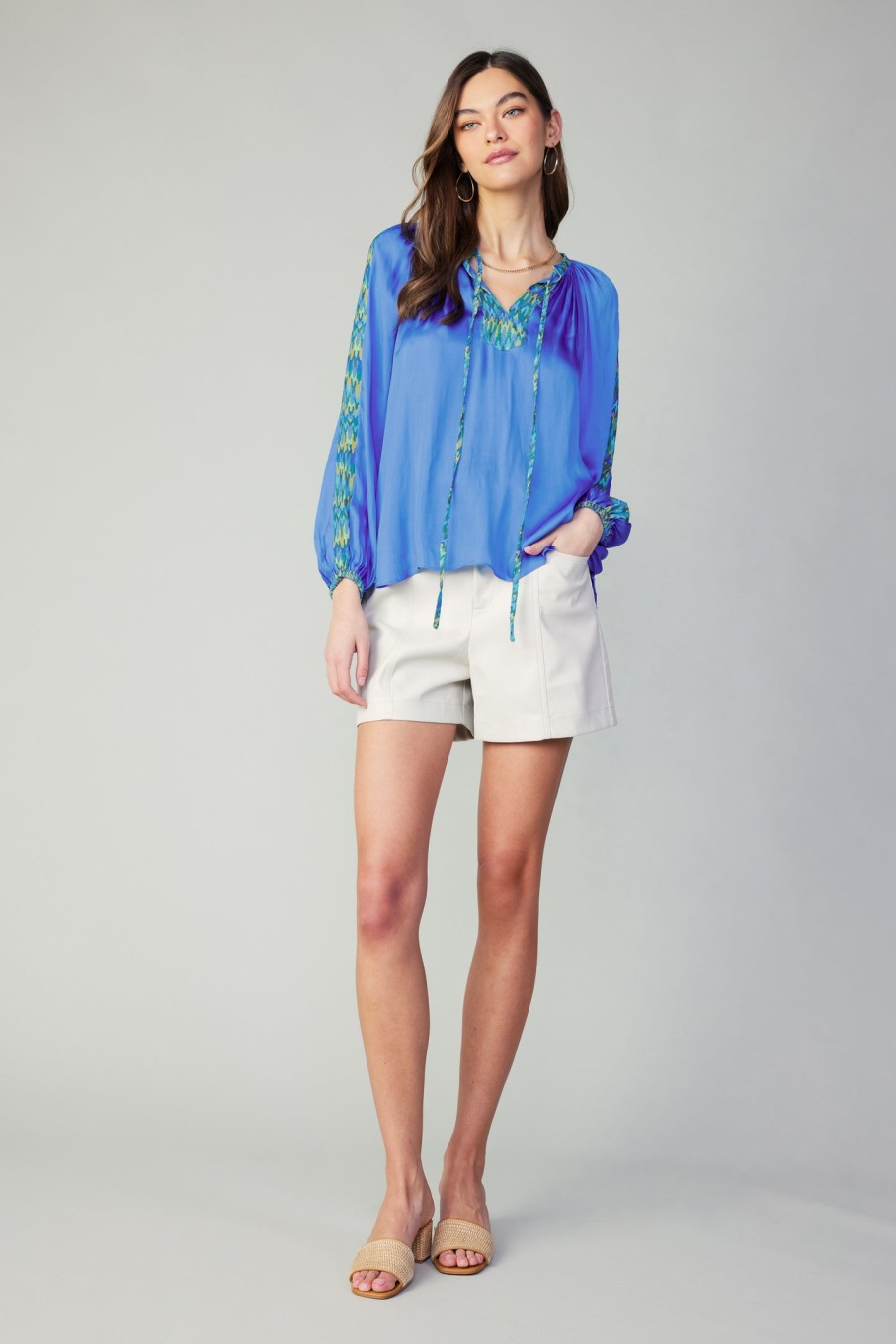 CURRENT AIR Geometric Patterned Blouse Blouses