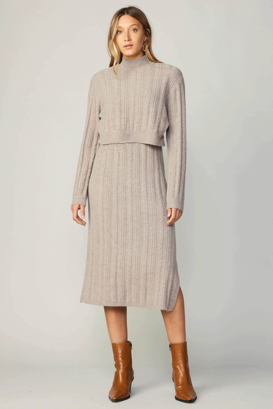 CURRENT AIR Layered Sweater Midi Dress Knitwear