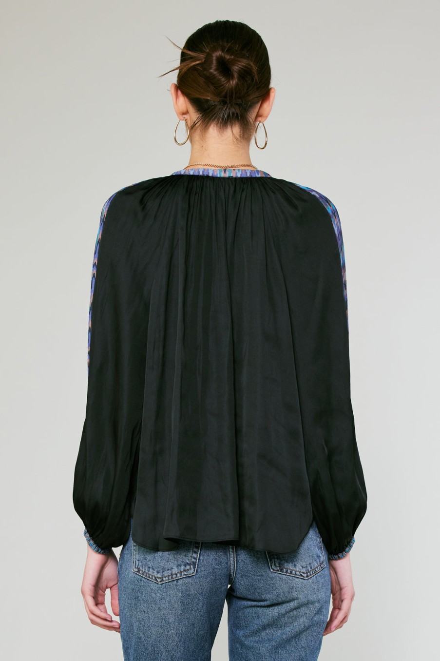 CURRENT AIR Geometric Patterned Blouse Long Sleeve Tops