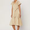 CURRENT AIR Gold Sparkle Pleated Midi Dress Midi Dresses