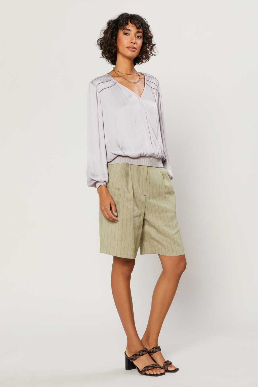 CURRENT AIR Surplice Long Sleeve Top Blouses