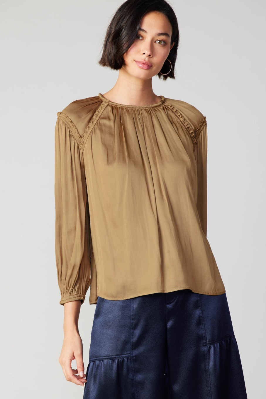 CURRENT AIR Round Neck Ruffled Top Sets