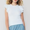 CURRENT AIR Ruffled Shoulder Knit Tank Blouses