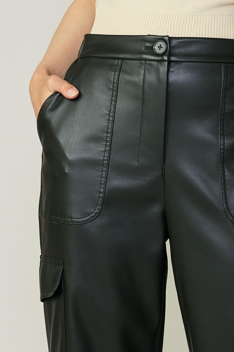 CURRENT AIR High Rise Leather Trousers Pants