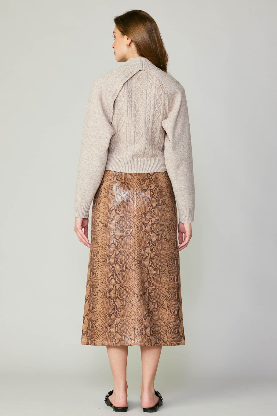 CURRENT AIR Snake Print Midi Skirt Skirts