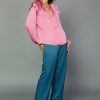 CURRENT AIR Pleated Tiered Blouse Long Sleeve Tops