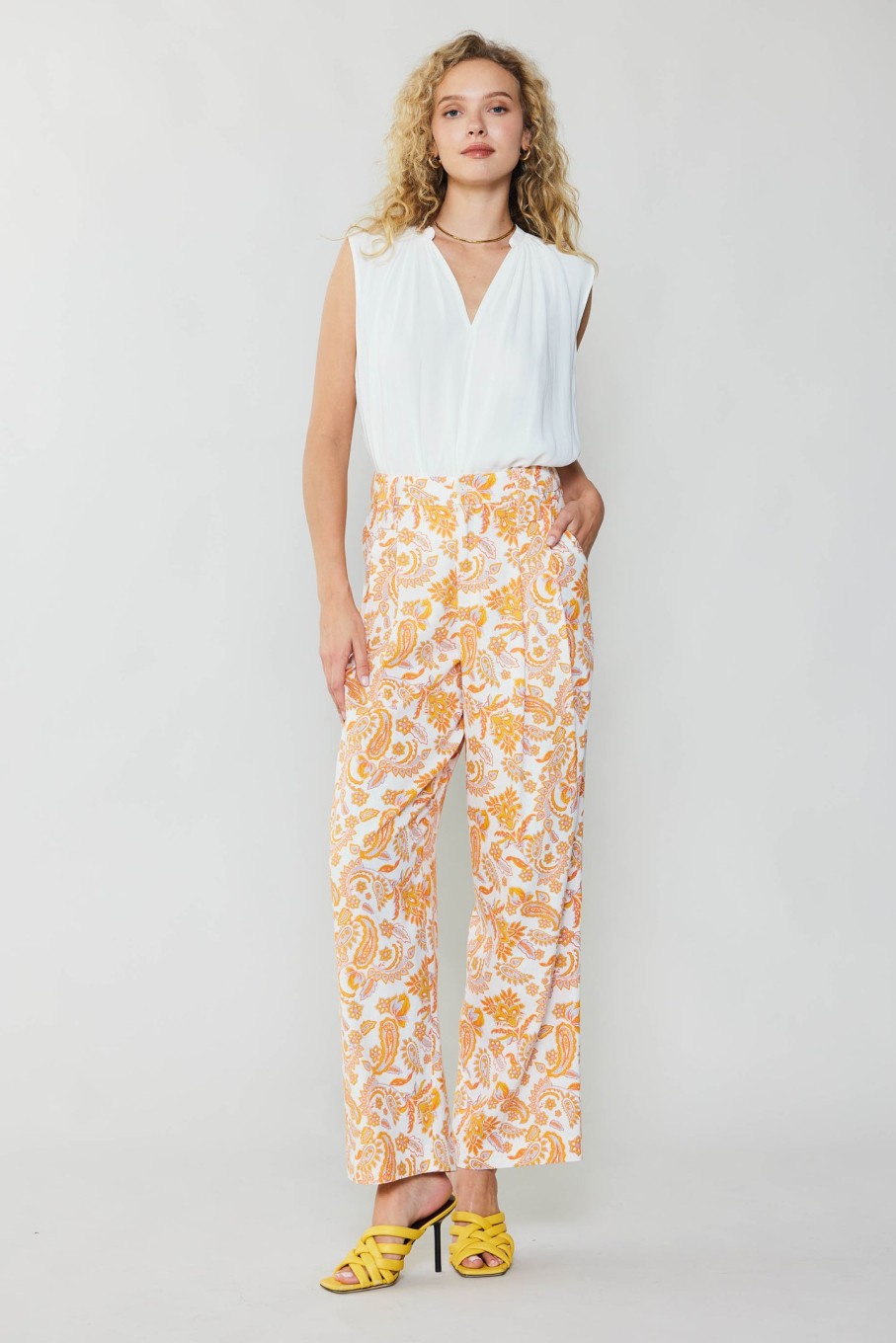 CURRENT AIR Paisley Printed Wide Pants Pants