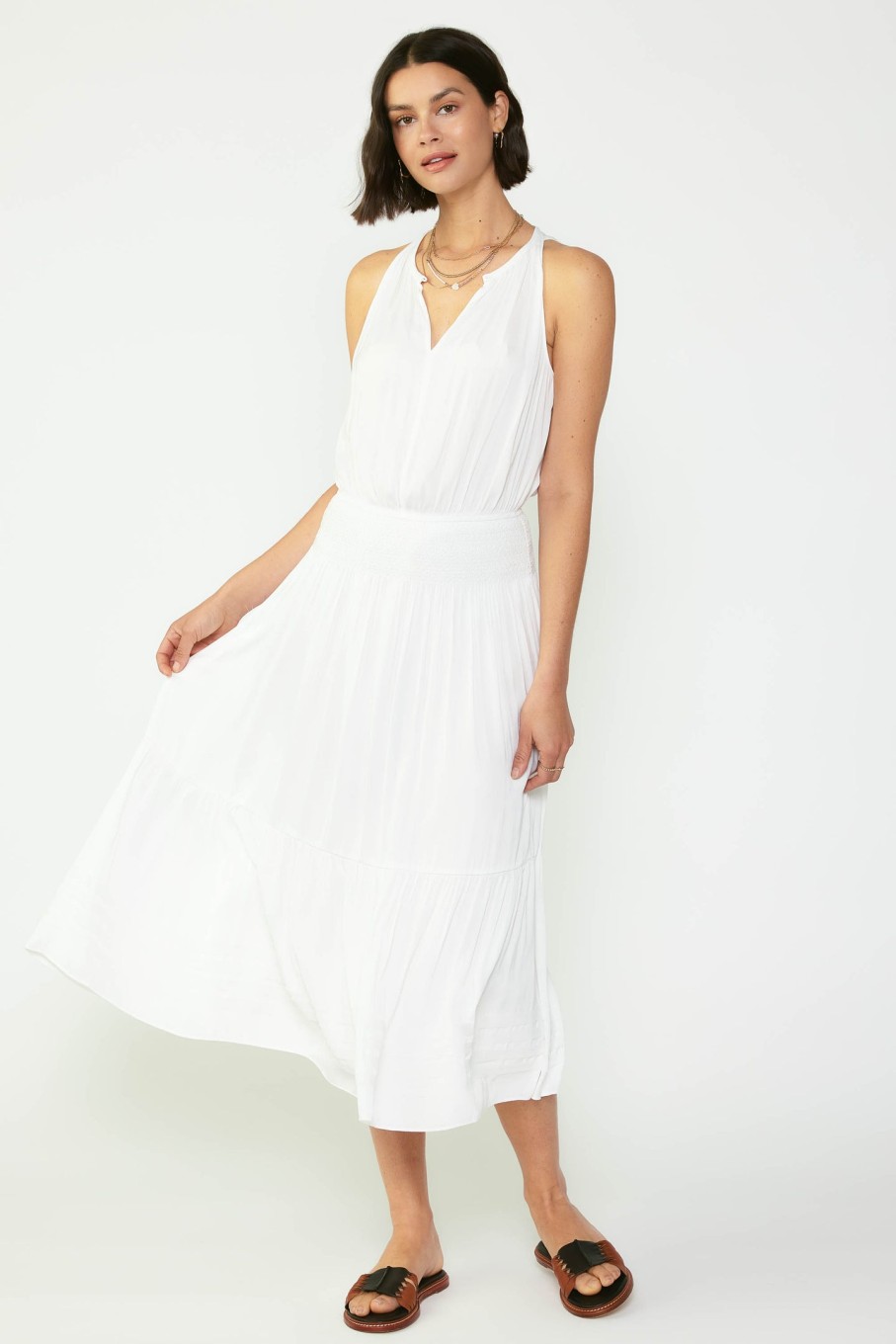CURRENT AIR Smocked Waist Halter Midi Dress Midi Dresses