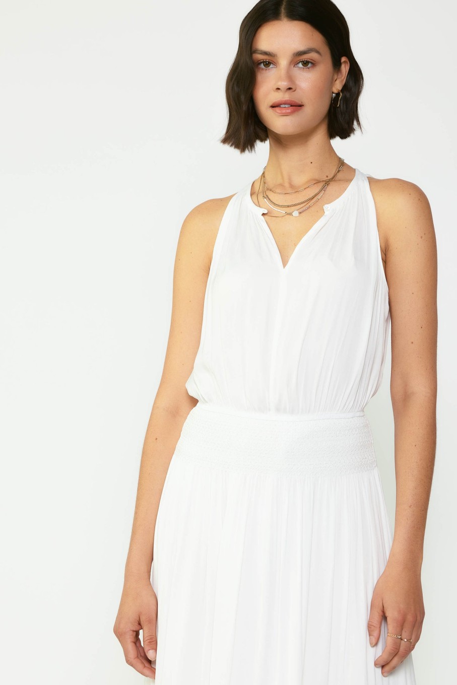 CURRENT AIR Smocked Waist Halter Midi Dress Midi Dresses
