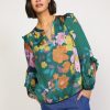 CURRENT AIR Floral Ruffle Trim Blouse Blouses