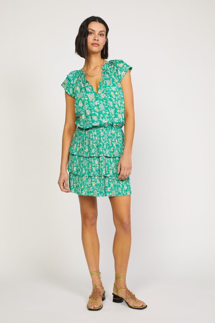 CURRENT AIR Floral Tiered Sleeve Mini Dress Mini Dresses
