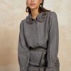 CURRENT AIR Chambray Button Down Blouse Long Sleeve Tops