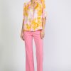 CURRENT AIR Angelica Painterly Floral Blouse Long Sleeve Tops