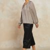 CURRENT AIR Split Neck Long Sleeve Top Long Sleeve Tops