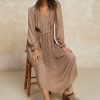 CURRENT AIR Striped Pleated Maxi Dress Maxi Dresses