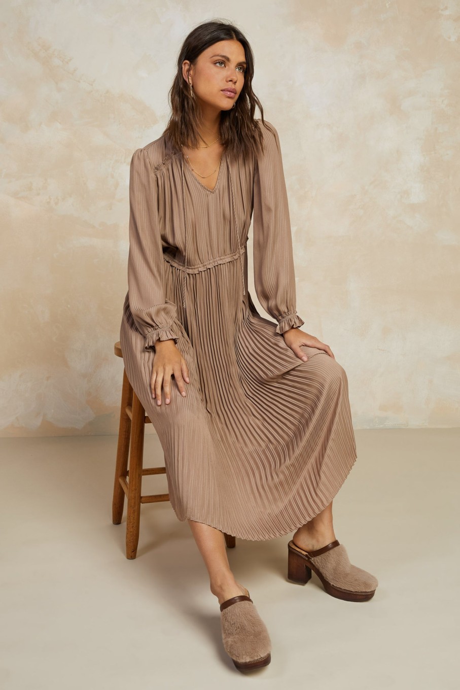 CURRENT AIR Striped Pleated Maxi Dress Maxi Dresses