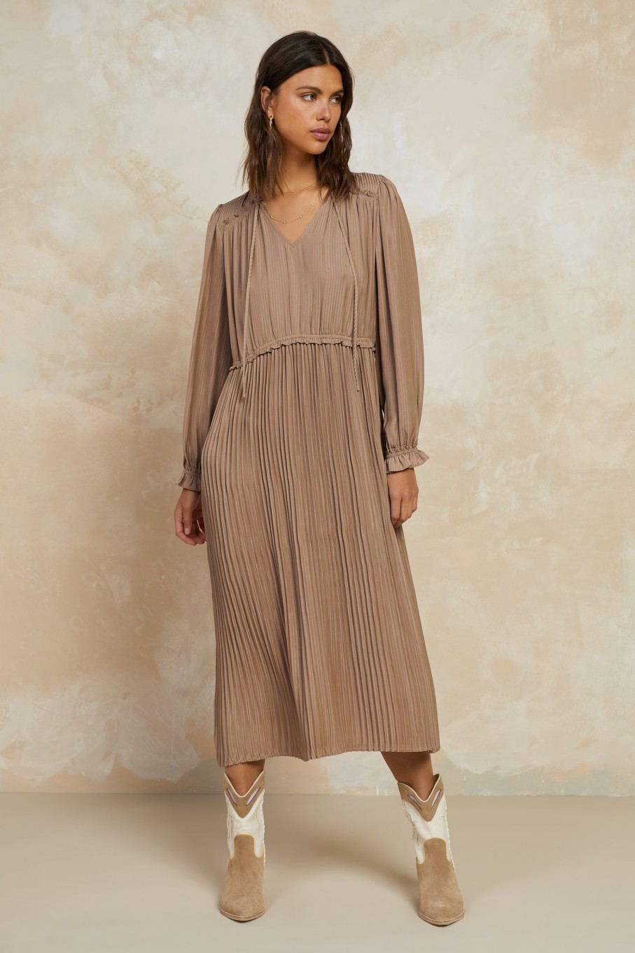 CURRENT AIR Striped Pleated Maxi Dress Maxi Dresses