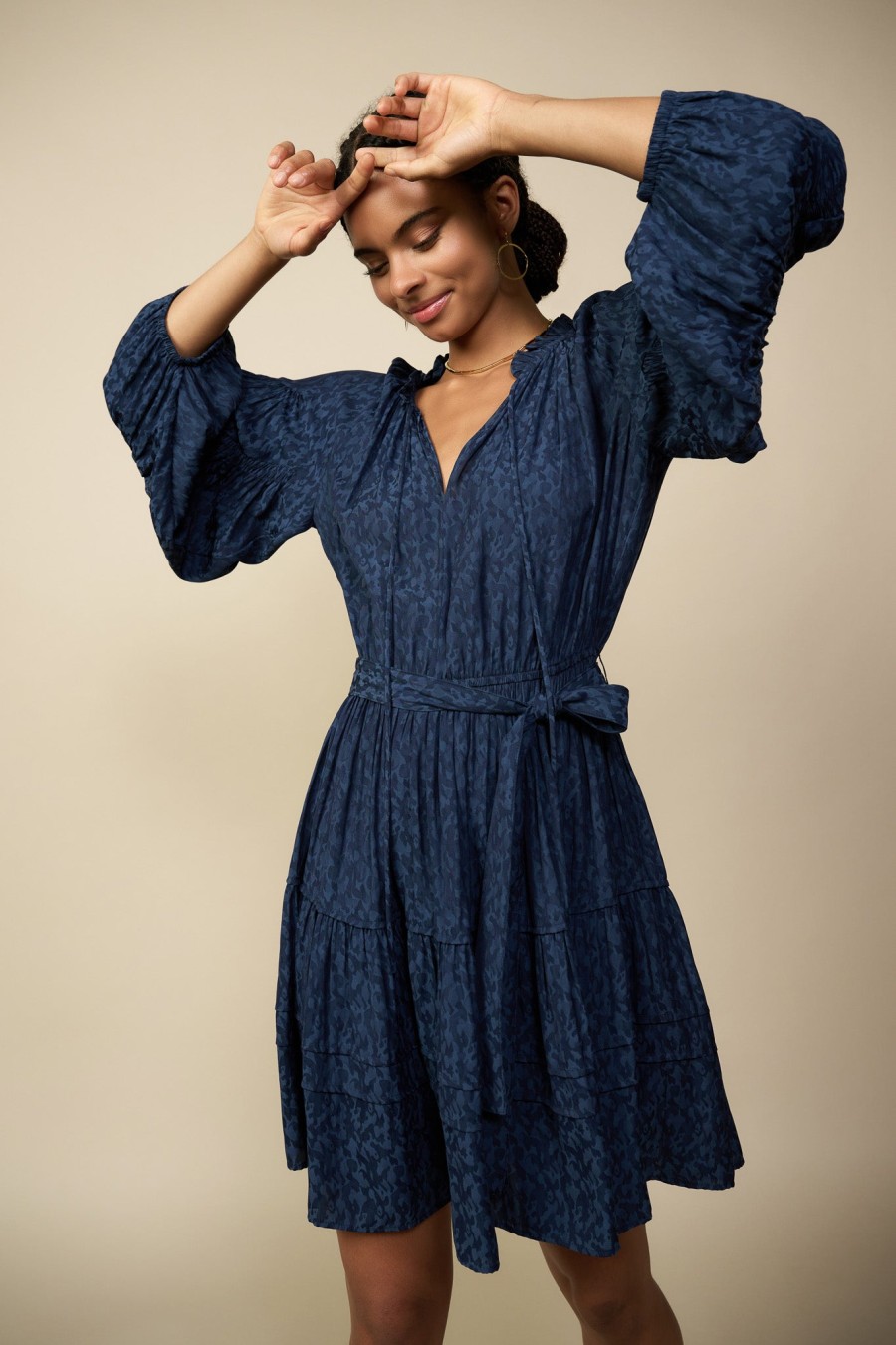 CURRENT AIR Belted Jacquard Mini Dress Mini Dresses