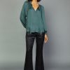 CURRENT AIR Gathered Bow Tie Blouse Long Sleeve Tops