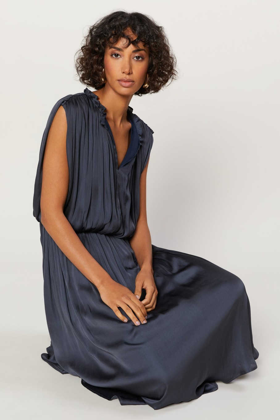 CURRENT AIR Shirred Midi Dress Midi Dresses