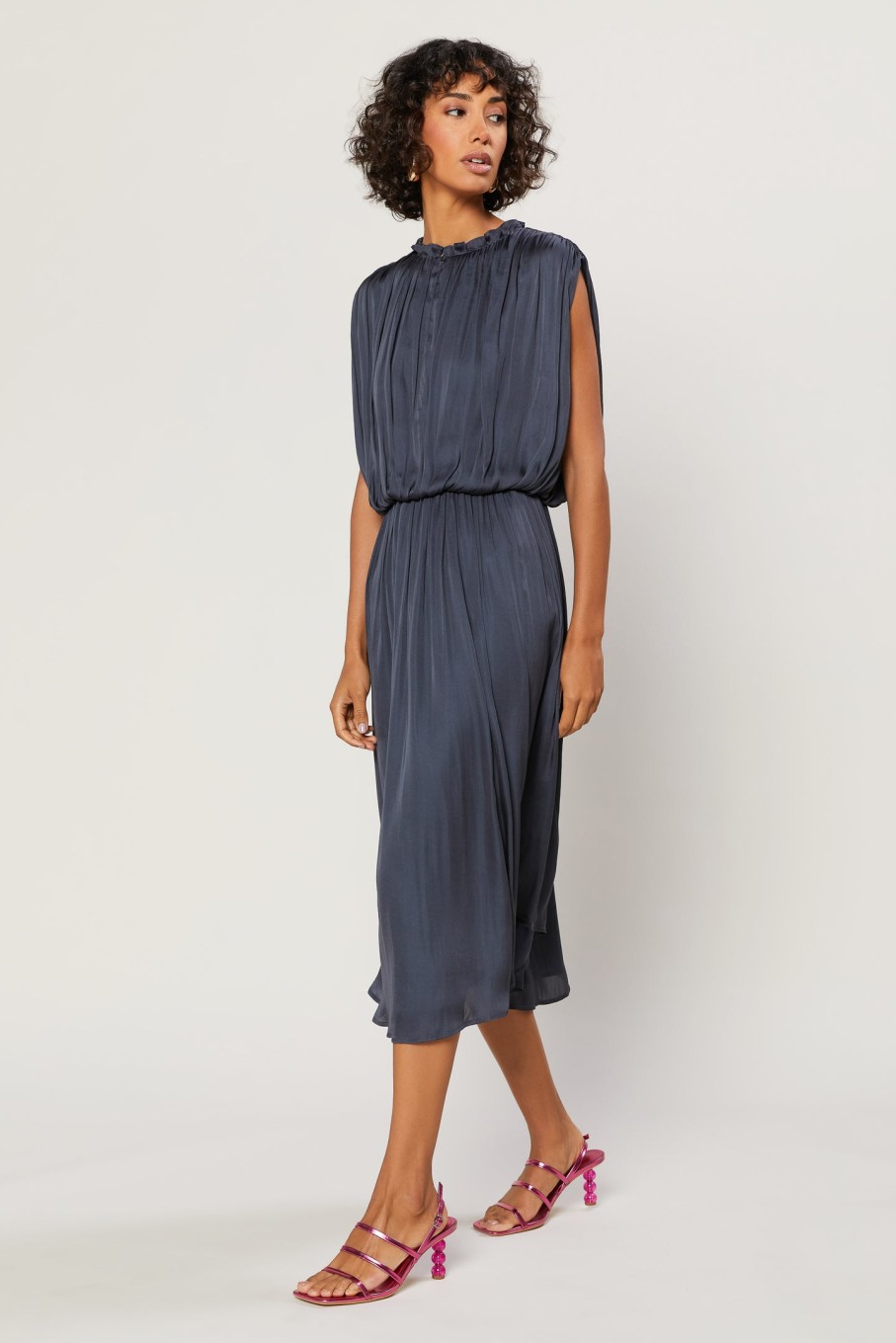 CURRENT AIR Shirred Midi Dress Midi Dresses