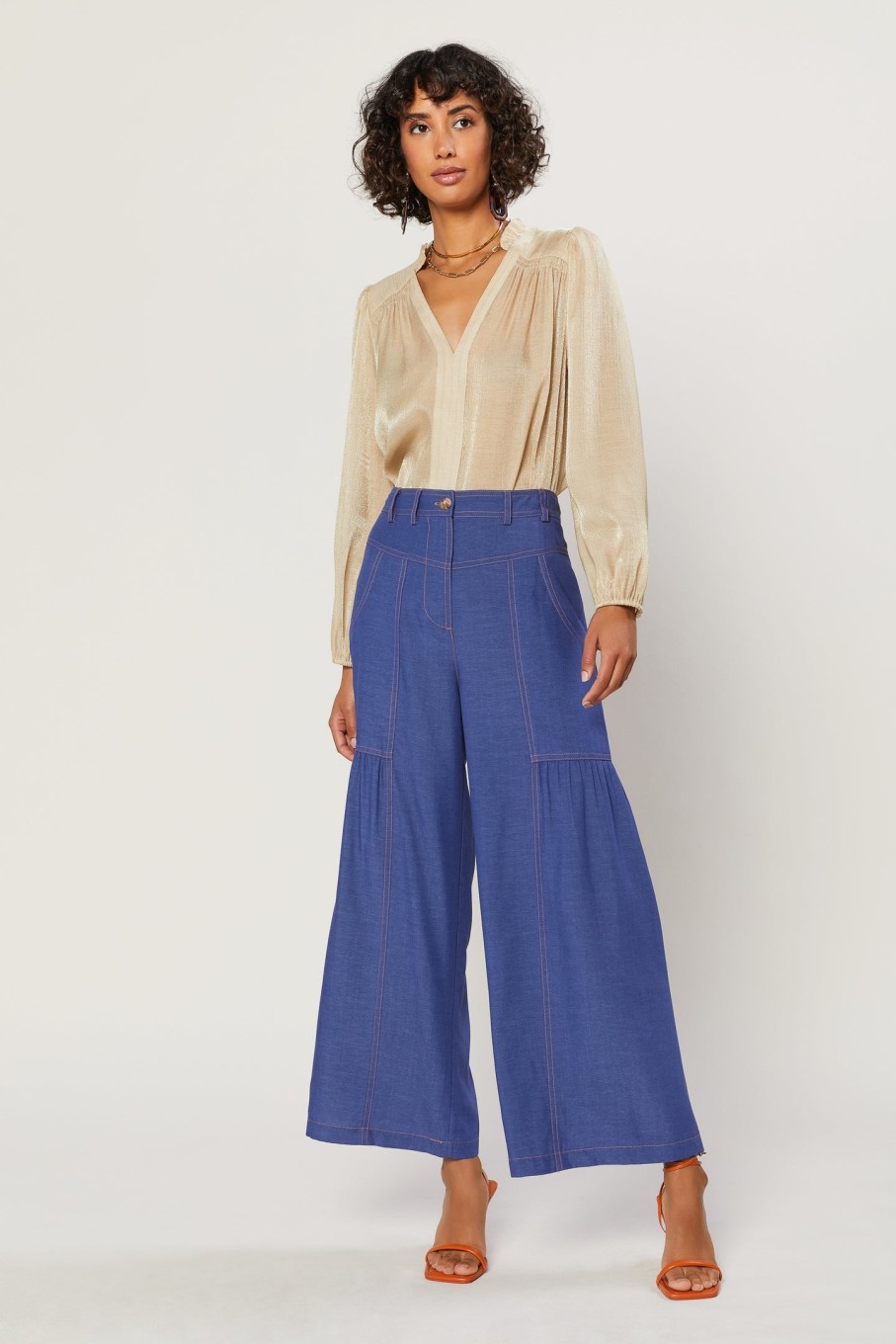 CURRENT AIR Shirred Wide Leg Pants Pants