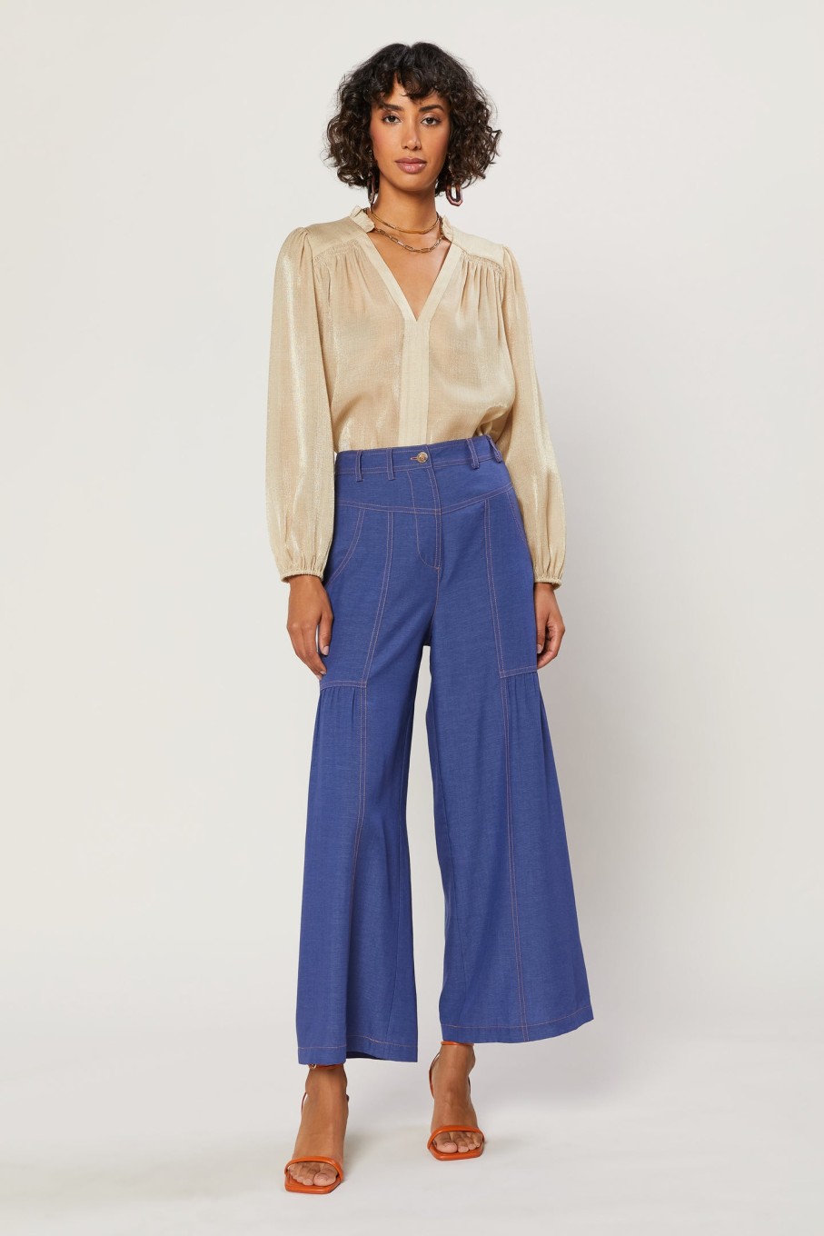 CURRENT AIR Shirred Wide Leg Pants Pants