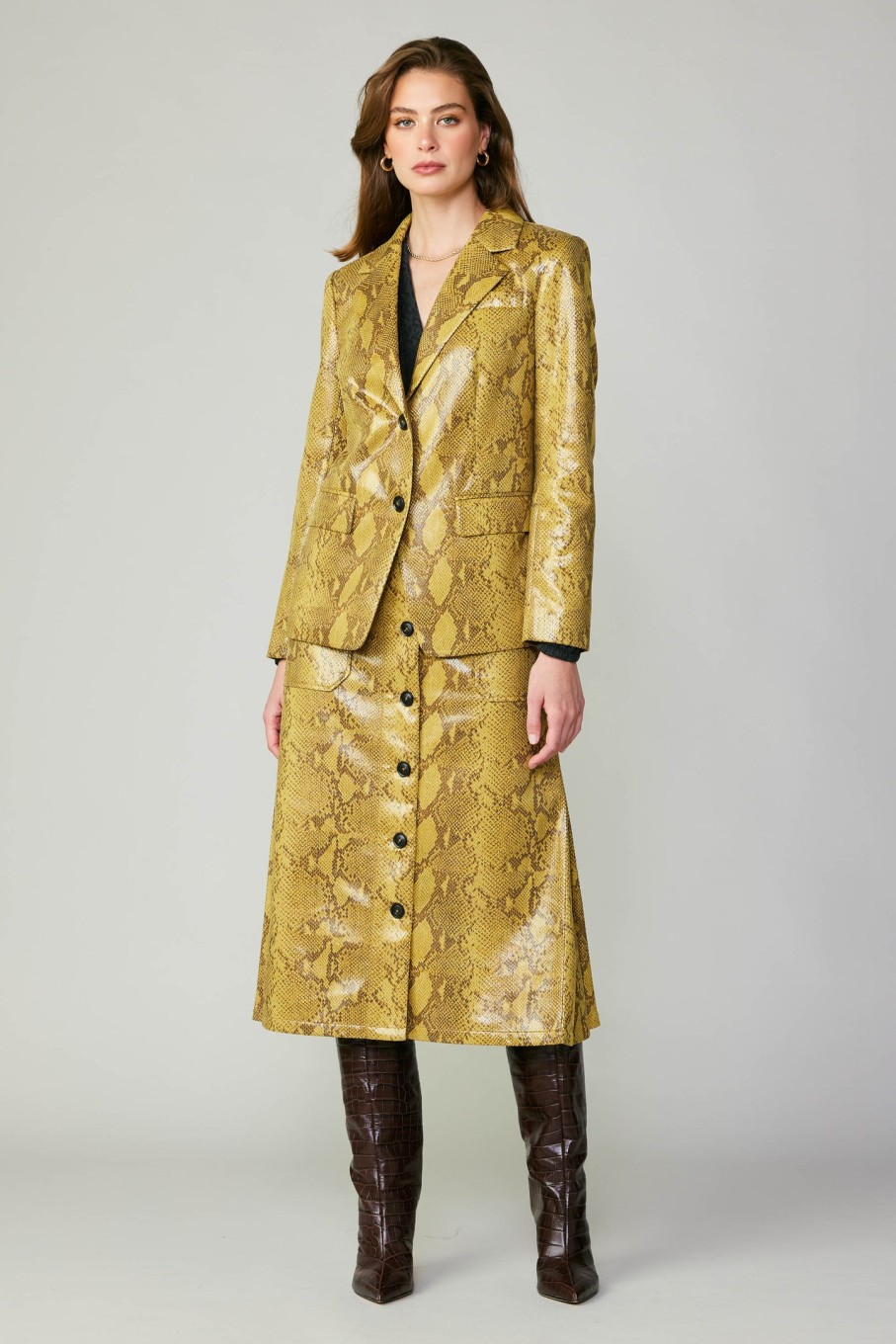 CURRENT AIR Snake Print Midi Skirt Sets