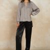 CURRENT AIR Split Neck Long Sleeve Top Long Sleeve Tops
