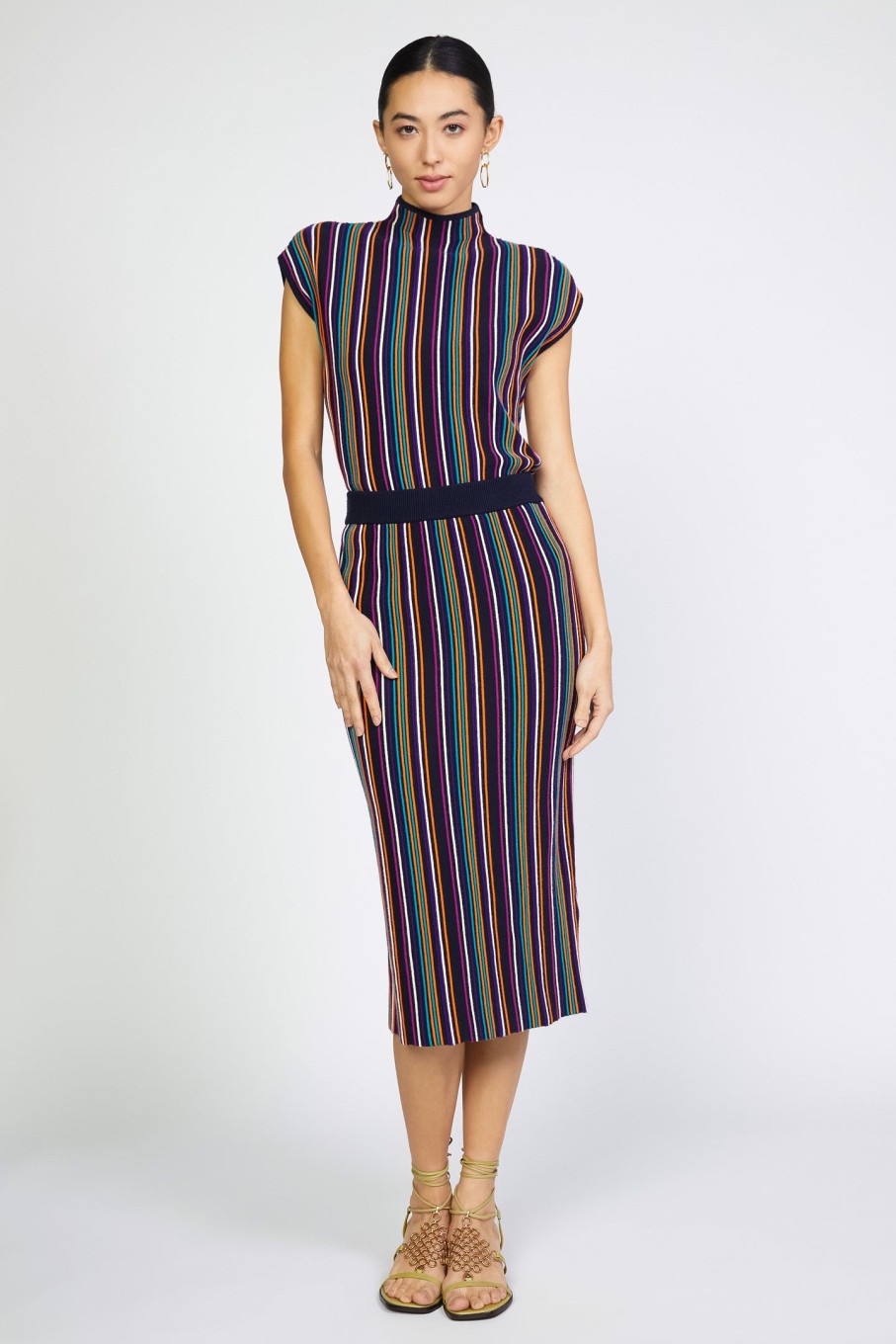 CURRENT AIR Striped Midi Sweater Skirt Skirts
