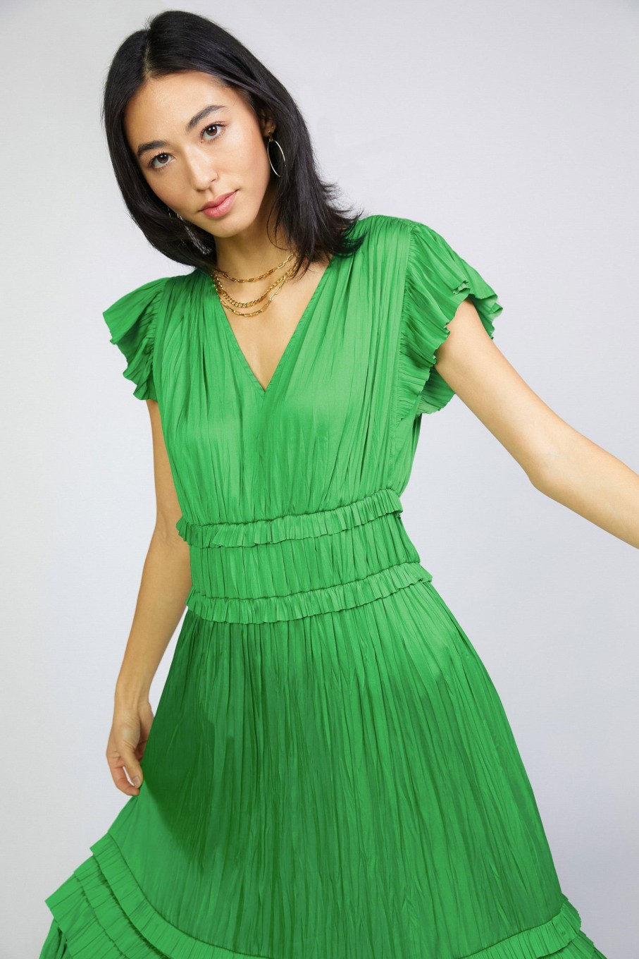 CURRENT AIR Sereia Pleated Midi Dress Midi Dresses