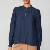 CURRENT AIR Jacquard Ruffled Neck Blouse Blouses