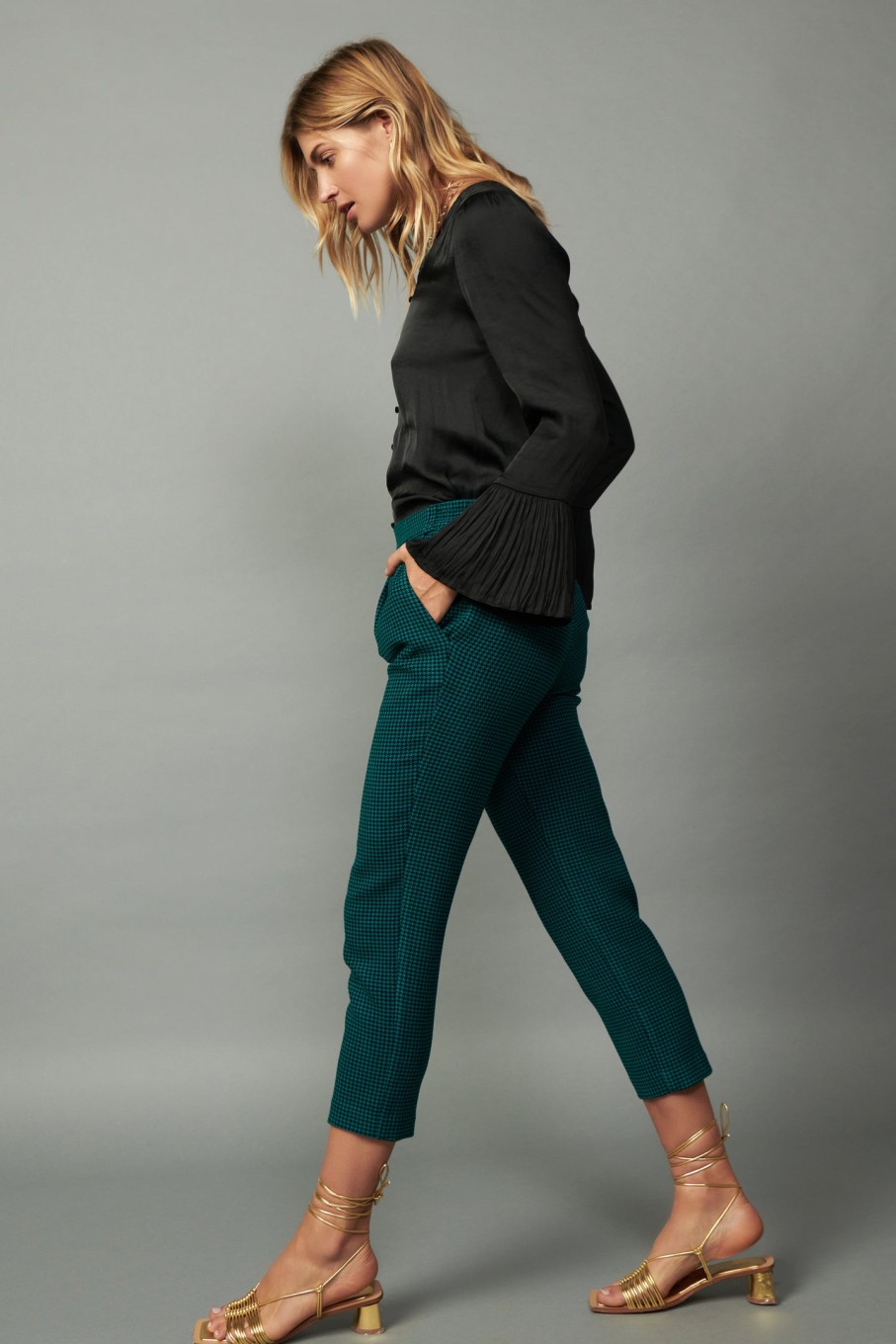 CURRENT AIR Houndstooth Patterned Straight Pants Pants