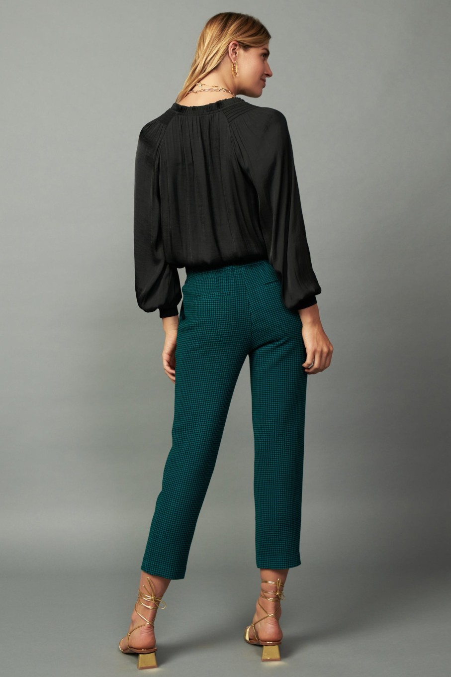 CURRENT AIR Houndstooth Patterned Straight Pants Pants