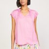 CURRENT AIR Margot Pleated Sleeve Blouse Short Sleeve Tops