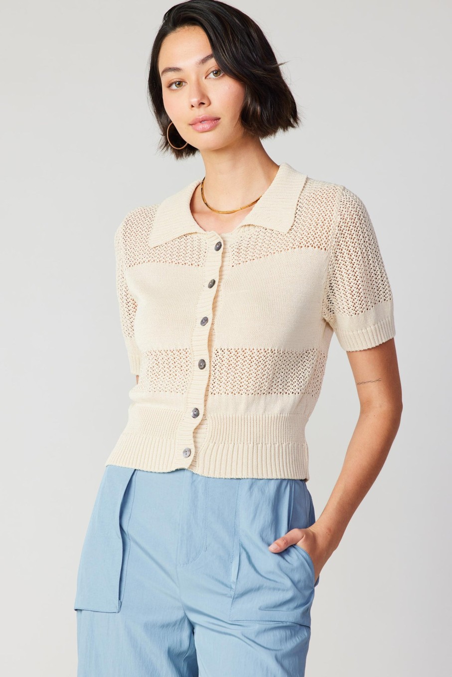 CURRENT AIR Cropped Knit Top Knitwear